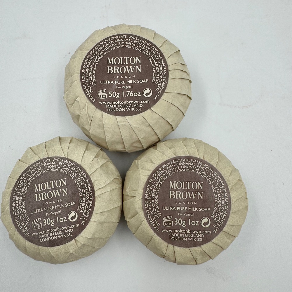 Molton Brown Ultra Pure Milk Soap Set of 3 Travel Size NEW